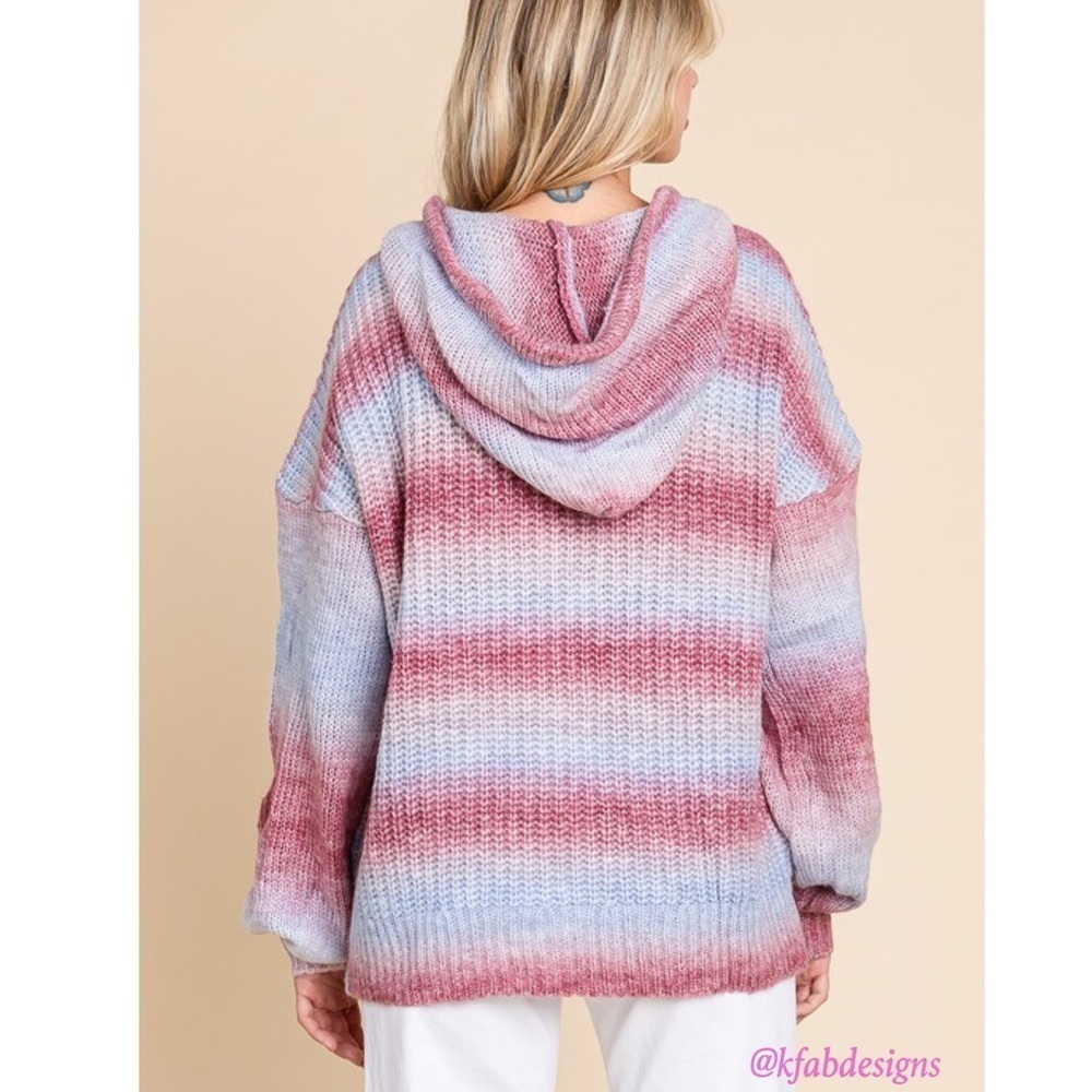LAST 1! Loveriche Pink Ombré Puff Sleeve Cozy Oversized Hoodie Sweater! - Picture 6 of 8